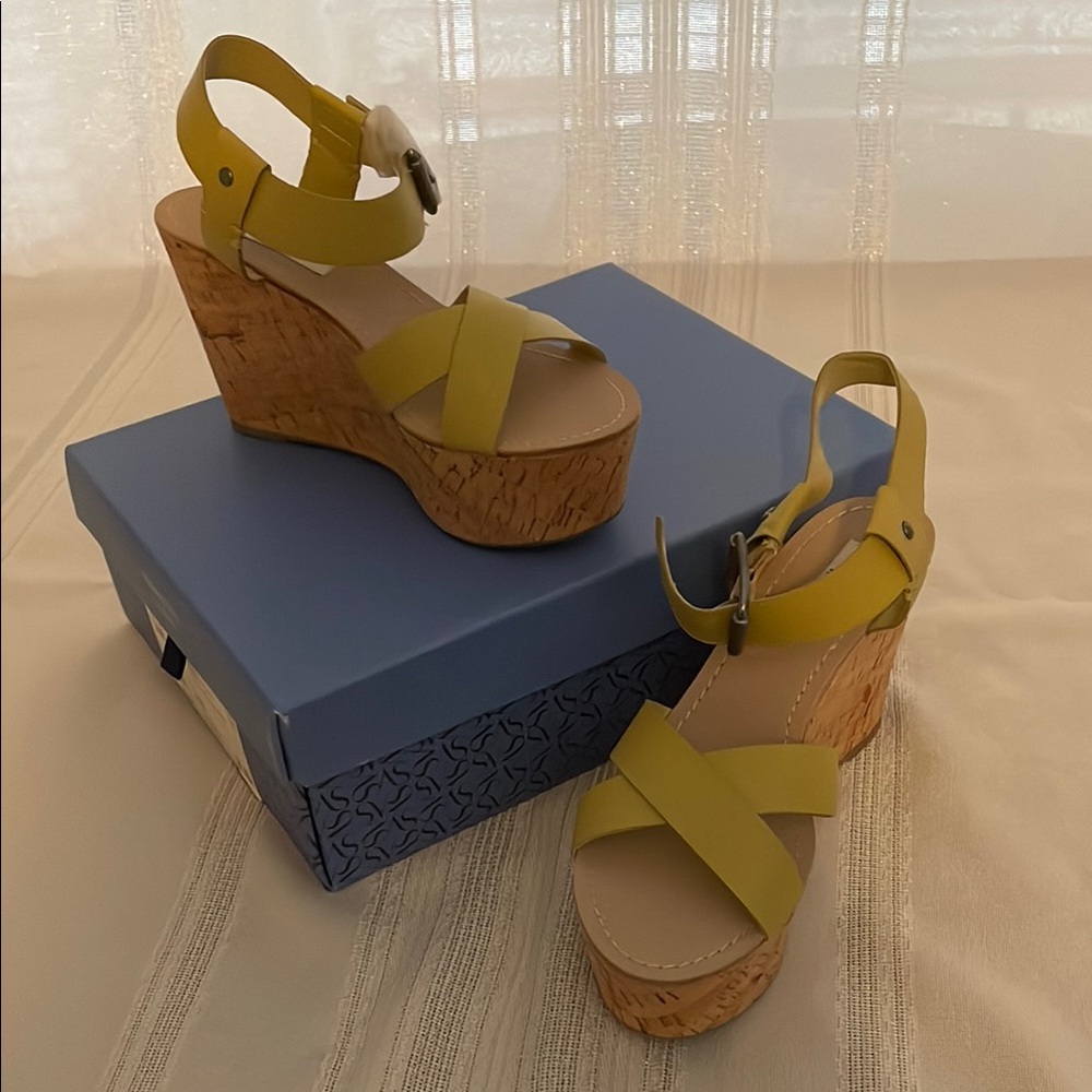 Stylish Yellow Wedge Sandals